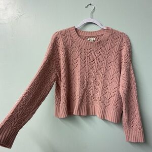 American Eagle Pink Chenille Crochet Sweater